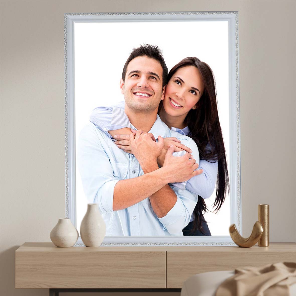 Quadro para foto 50x75cm Branco eleg